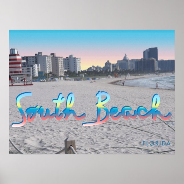 South Beach Miami, Florida City View Poster (Framsidan)