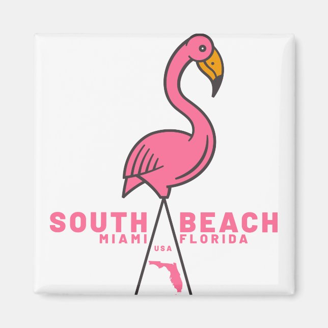 South Beach Miami Florida Flamingo Magnet (Framsidan)