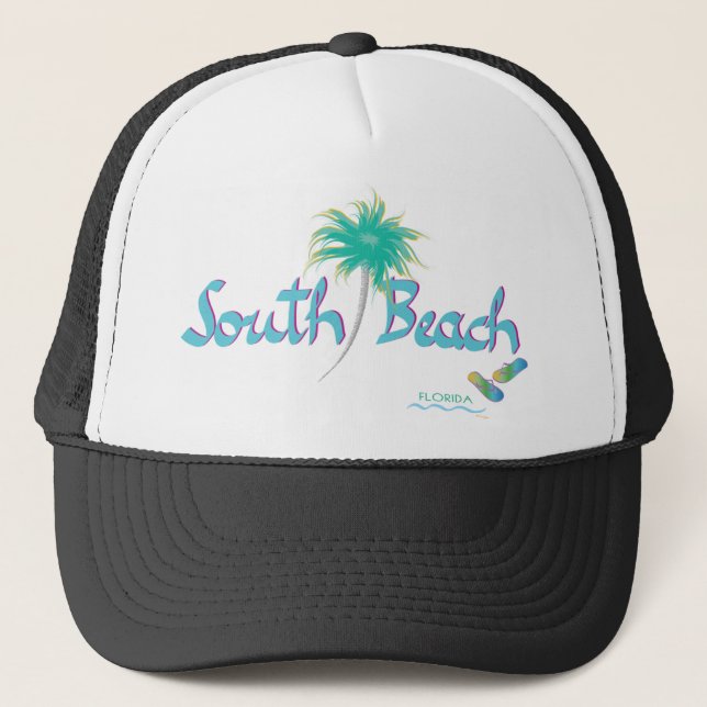 South Beach, Miami, Florida Flinflip flops Truckerkeps (Framsida)