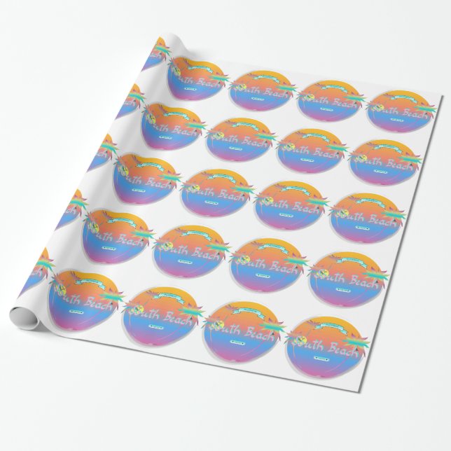 South Beach, Miami, Florida med Handflatan Presentpapper (Utrullad)