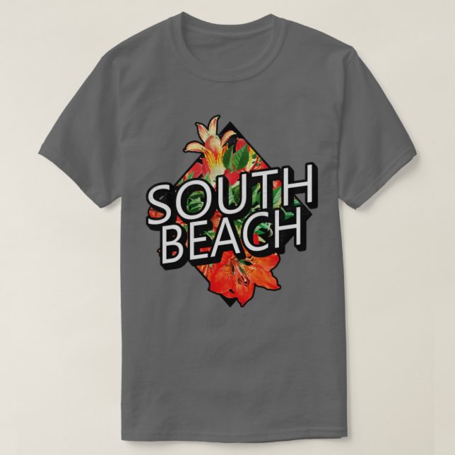 South Beach Miami Florida Tropical Flowers Travel T Shirt (Design framsida)