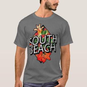 South Beach Miami Florida Tropical Flowers Travel T Shirt