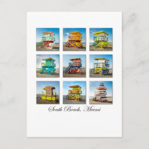South Beach, Miami Life Guard Shacks Vykort