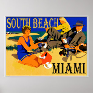 South Beach Miami Vintage Beach Poster