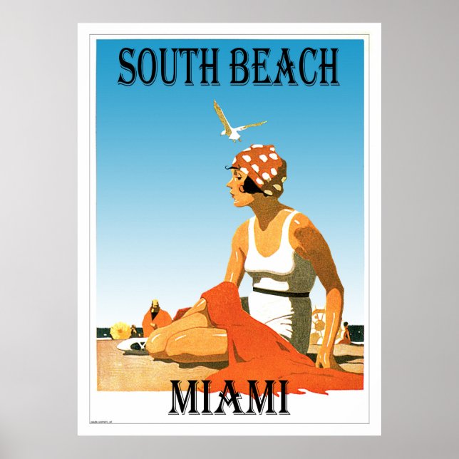 South Beach Miami Vintage Beach Poster (Framsidan)