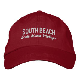 South Beach Michigan Embroidered Baseball Hat Broderad Keps