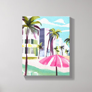 South Beach Shore Miami Florida Akvarell Canvastryck