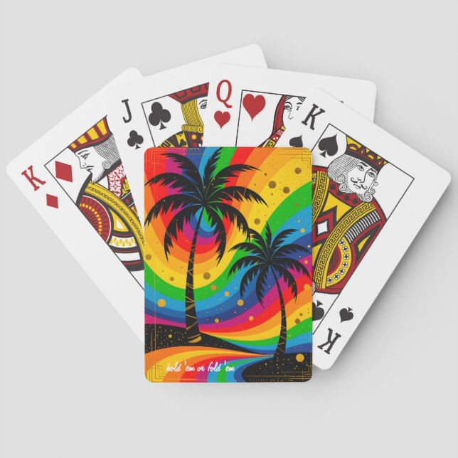 [South Beach Vibes] Färgglada Retro Palmträd Casinokort (Baksidan)