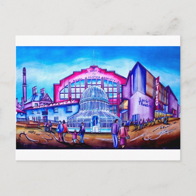 South Belfast med Lyric Theater & Kung Hall Vykort (Framsida)