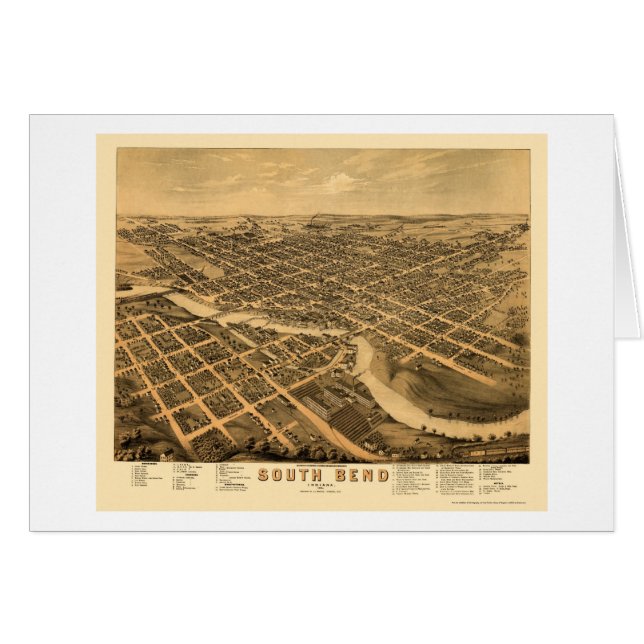 South Bend I den panorama- kartan - 1874 Hälsningskort (Framsidan Horizontal)