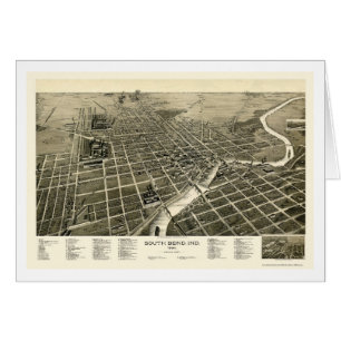 South Bend I den panorama- kartan - 1890 Hälsningskort