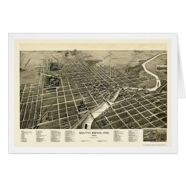 South Bend I den panorama- kartan - 1890 Hälsningskort (Framsidan Horizontal)