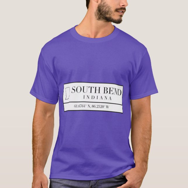 South Bend Indiana Koordinater T Shirt (Framsida)