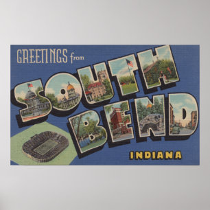 South Bend Indiana - stora brevplatser Poster
