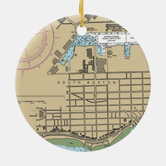 South Boston Chart Julgransprydnad Keramik (Baksidan)