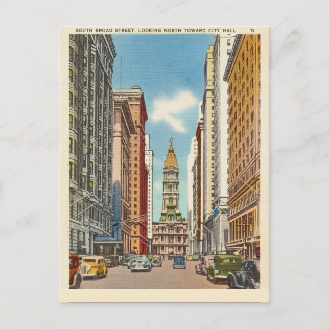 South Broad Street Tittar mot City Hall Vykort (Framsida)