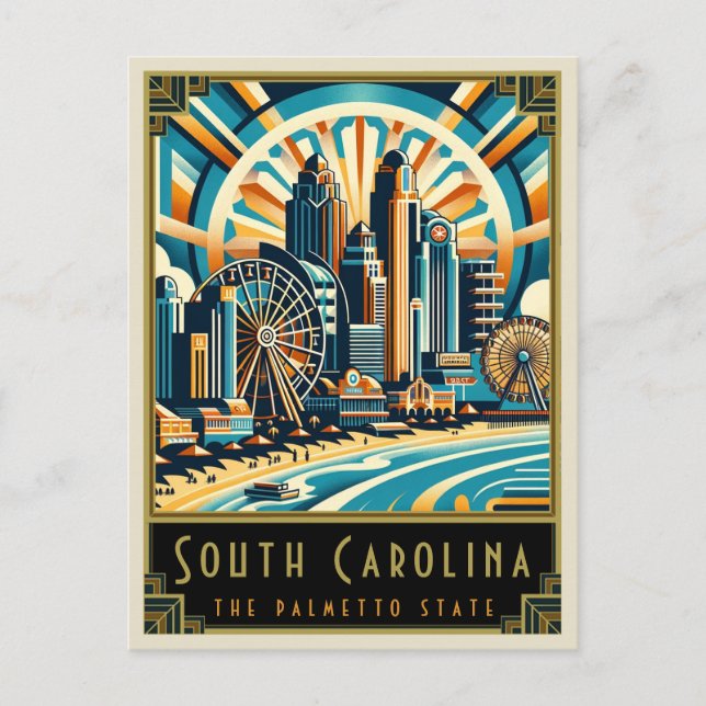 South Carolina | Art Deco Vykort (Framsida)