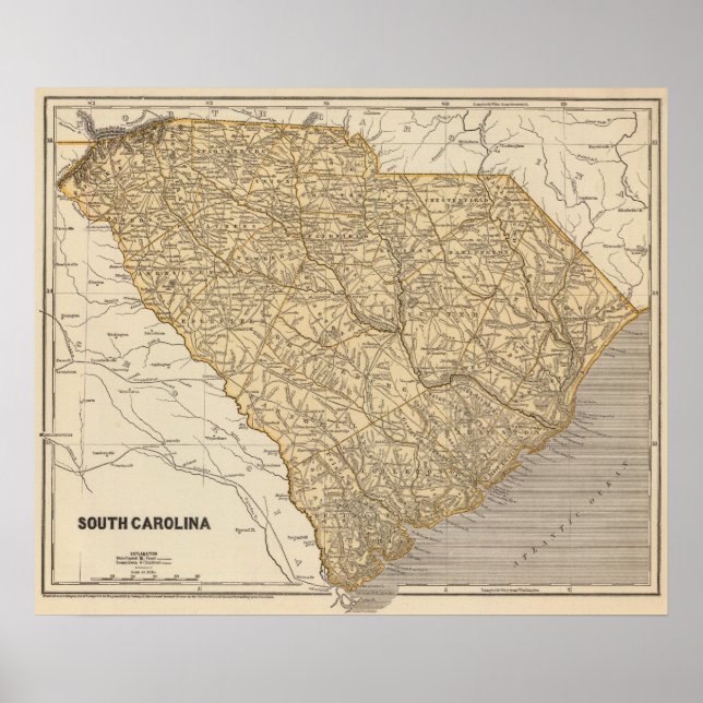 South Carolina Atlas Karta Poster (Framsidan)