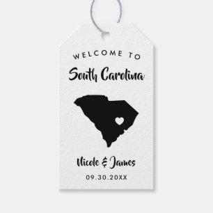 South Carolina Bröllop Welcome Bag Märkre, Karta Presentetikett