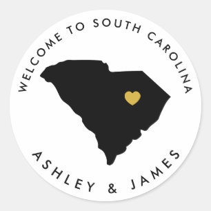 South Carolina Bröllop Welcome Sticker för Box Bag Runt Klistermärke