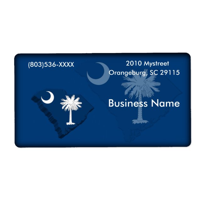 South Carolina Business Label Fraktsedel (Framsidan)