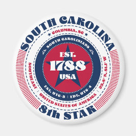 South Carolina Circle Typography Souvenir Magnet