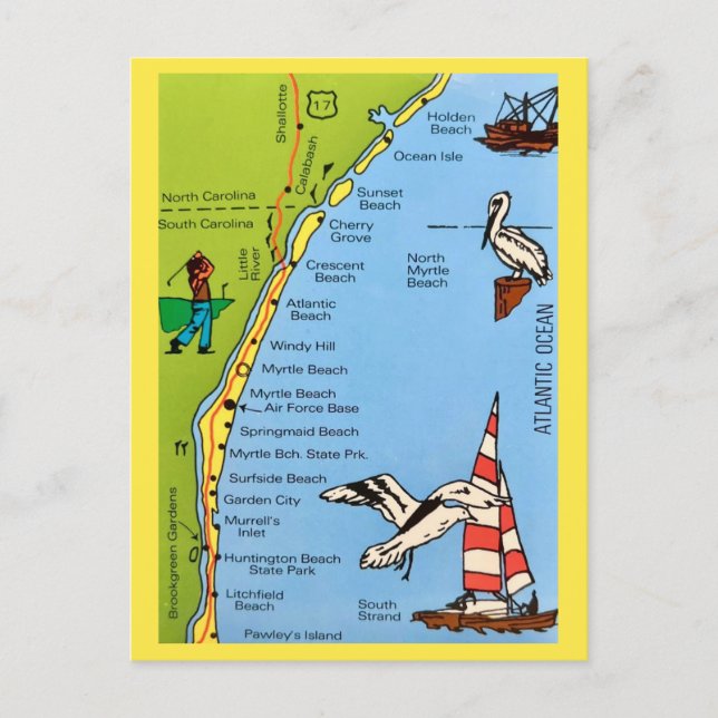 South Carolina Coast Postcard Vykort (Framsida)