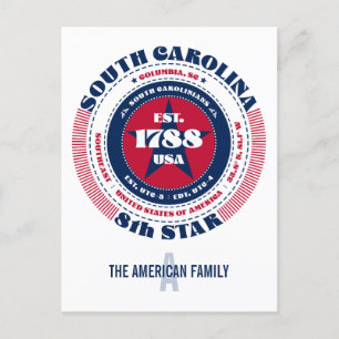 South Carolina, Colombia, SC, Patriotic, Monogram Vykort