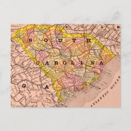South Carolina Colorful Map Postcard Vykort