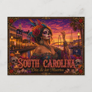 South Carolina Día de los Muertos Retro Vykort