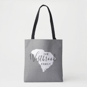 South Carolina Family Monogram State Tote Bag Tygkasse