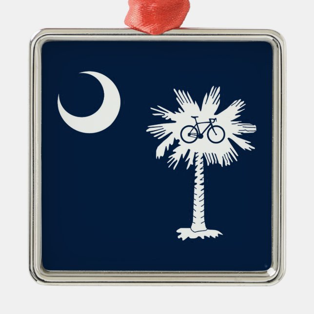 South Carolina Flag Palm Tree Bike Julgransprydnad Metall (Framsidan)