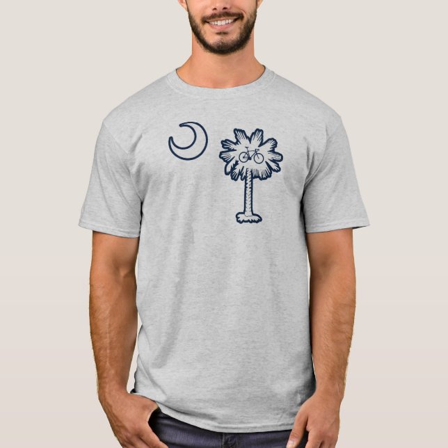 South Carolina Flag Palm Tree Bike T Shirt (Framsida)