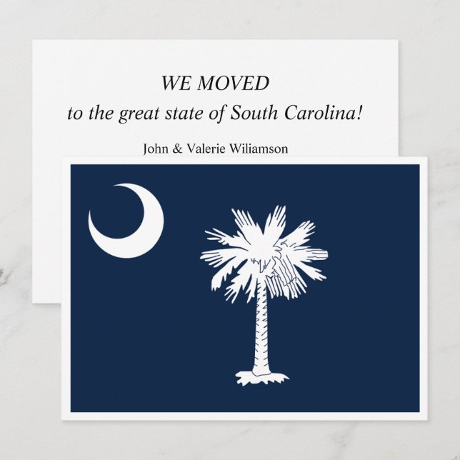 South Carolina Flagga Flyttningsmeddelande (Fram/baksida)