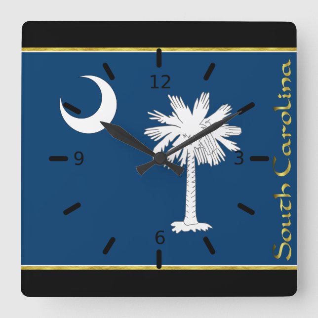 South Carolina flagga Fyrkantig Klocka (Framsida)