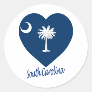 South Carolina Flagga Heart Runt Klistermärke