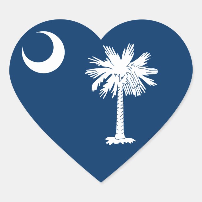 South Carolina Flagga Hjärtformat Klistermärke (Framsida)