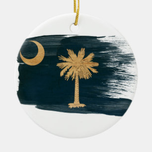 South Carolina flagga Julgransprydnad Keramik
