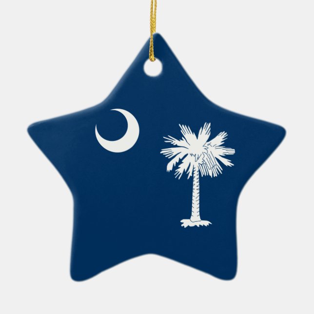 South Carolina Flagga Julgransprydnad Keramik (Framsidan)