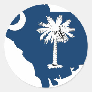 South Carolina Flagga Karta Runt Klistermärke