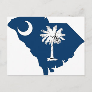 South Carolina Flagga Karta Vykort
