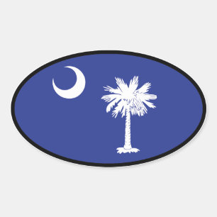 South Carolina Flagga Oval Sticker Ovalt Klistermärke