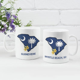 South Carolina Flagga State Flower Gult Jessamine Kaffemugg