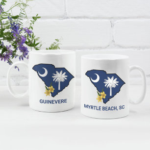 South Carolina Flagga State Flower Gult Jessamine Kaffemugg