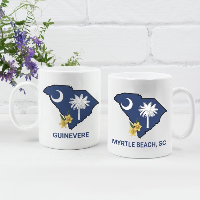 South Carolina Flagga State Flower Gult Jessamine Kaffemugg (Skapare uppladdad)
