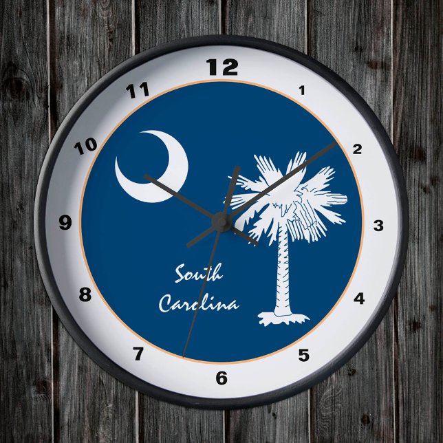 South Carolina & Flagga trendig mode /design USA Rund Klocka (Skapare uppladdad)