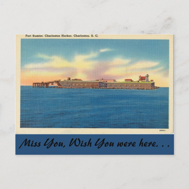 South Carolina, Fort Sumter, Charleston Vykort (Framsida)