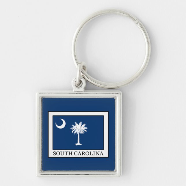South Carolina Fyrkantig Silverfärgad Nyckelring (Framsidan)