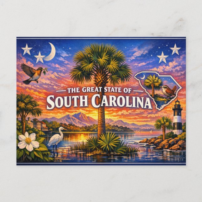 South Carolina Greetings vykort  (Framsida)