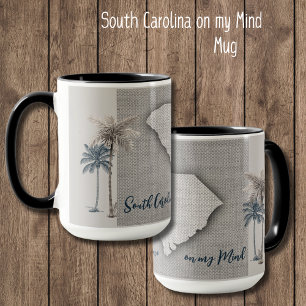 South Carolina Handflatan Träd Linen Mugg